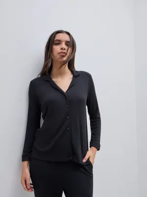 Wunderlove Black Ribbed Textured Shirt
