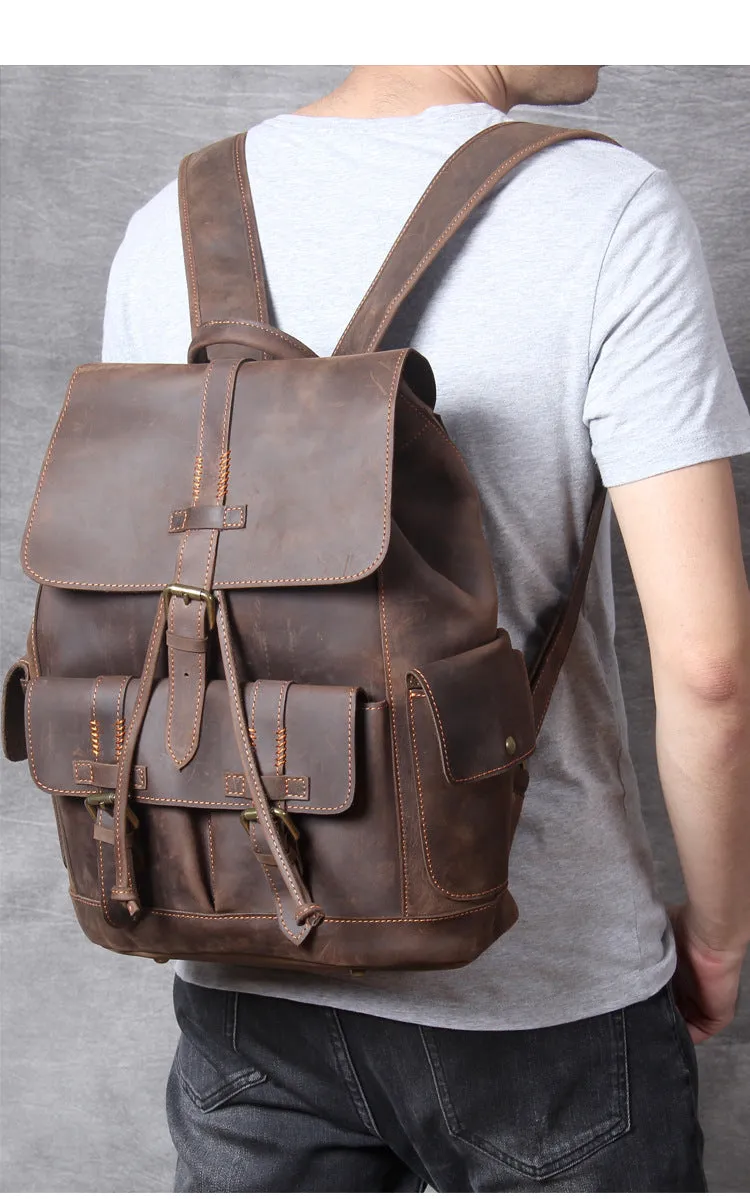 YAAGLE High Quality Genuine Leather Outdoor Backpack YG1112
