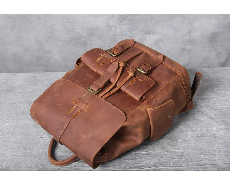 YAAGLE High Quality Genuine Leather Outdoor Backpack YG1112